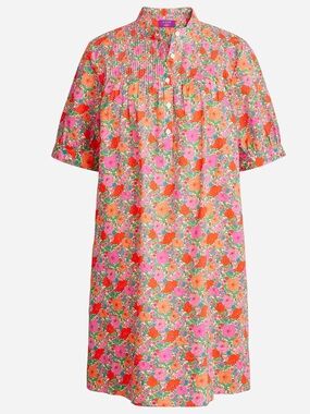 J. Crew Liberty Fabric Pink & Orange Floral Short-Sleeve Tunic Dress